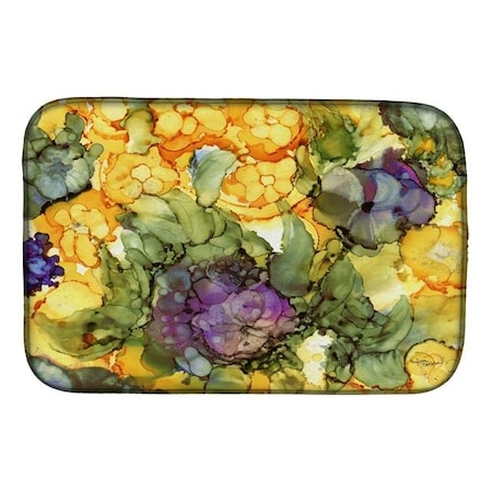 Carolines Treasures Carolines Treasures 8958DDM Abstract Flowers Purple & Yellow Dish Drying Mat 8958DDM